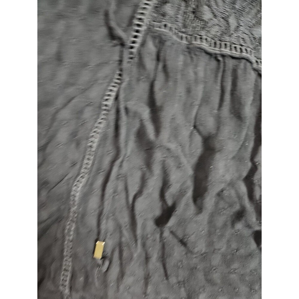 Ava & Viv Boho Tunic Top Black Plus Size 1X Blouse Lace Accents - Picture 3 of 7